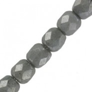 Czech Fire polished faceted glass beads 3mm Chalk white grey luster